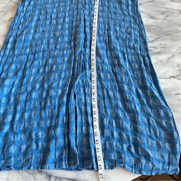 Poetry Linen Midi Dress US 14 Lagenlook Lagom Sustainable Cottagecore Blue - Picture 9 of 9